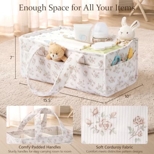 Corduroy Baby Diaper Caddy Organizer - Image 2