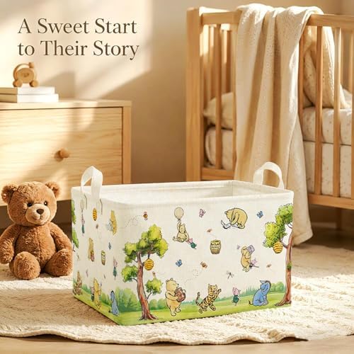 Rectangle Neutral Classic Winnie Bear Baby Basket - Image 6
