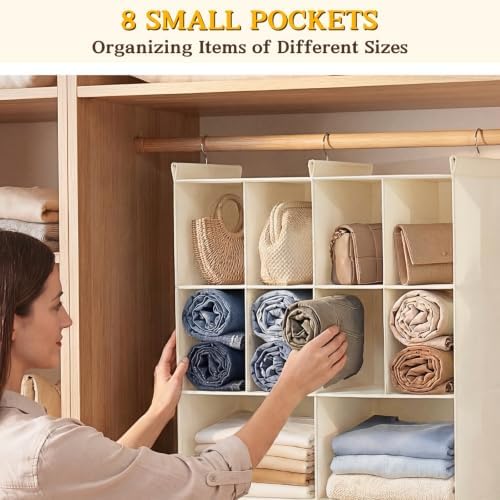 3 Tier Hanging Closet Organizer, 10 Compartments Dual Row Storage - Image 5