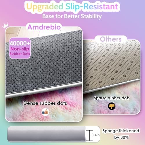 Amdrebio Rainbow Unicorn Shag Kids Rug 5x8 - Image 6