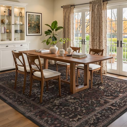 Floral Animal Print 9x12 Rugs for Living Room, Vintage Farmhouse Tree of Life - Image 3