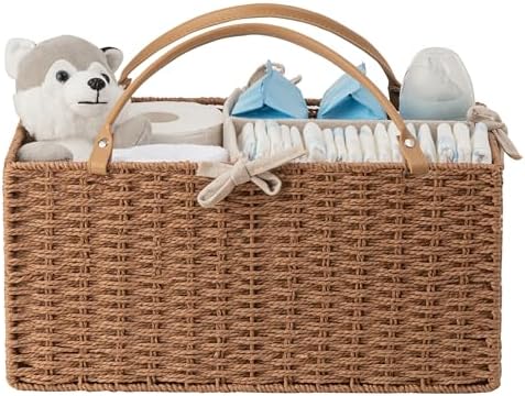 HBlife Baby Diaper Caddy Organizer, Paper Rope Storage Baskets Nursery Bin by HBlife