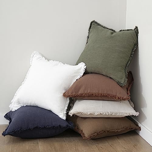 Foindtower Decorative Linen Fringe Lumbar Throw Pillow Covers Cozy Boho - Image 6