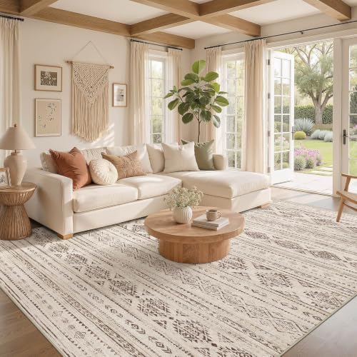 Nakagishi Boho 5x8 Area Rug Living Room Rugs Machine Washable Dark Brown - Image 2
