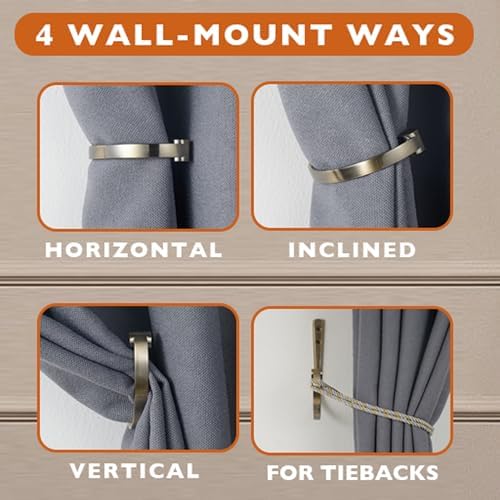 Curtain Holdbacks 2Pcs, Brass Barrel Zinc Alloy Curtain Tiebacks, Wall Mounted - Image 4