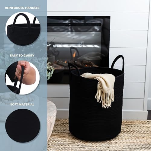 OrganiHaus Tall Cotton Rope Laundry Basket & Hamper, Blanket Storage 52L - Image 3