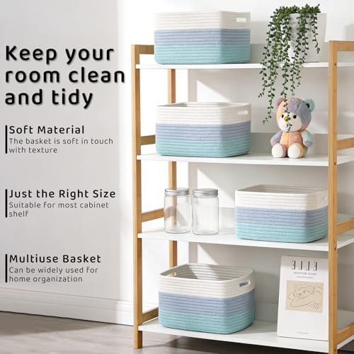 4 Pack Storage Baskets for Organizing, and Clothes, Cotton Rope Basket for - Image 5