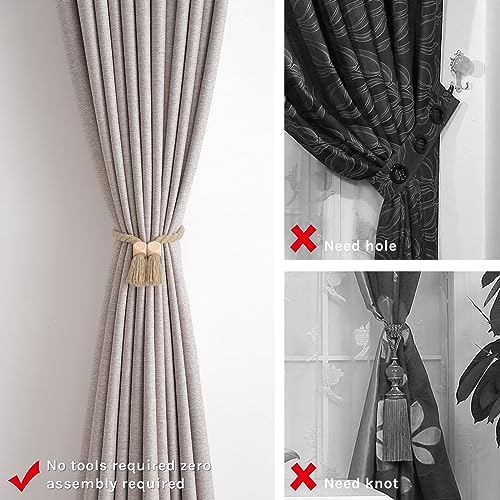NICEEC 4 Pack Wooden Cube Magnetic Curtain Tiebacks Boho Home Decor Drape Tie - Image 2