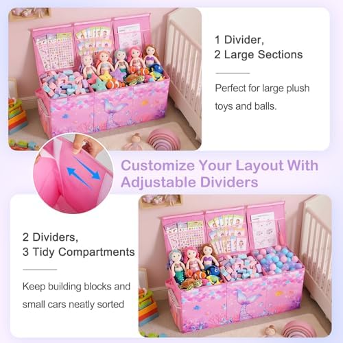 Toy Box with Adjustable Divider Large Toy Chest Storage - Image 2