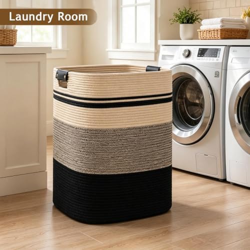 Laundry Hamper, Cotton Rope Laundry Basket - Image 4