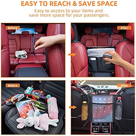 WLLWOO Car Net Pocket Organizer Purse Holder Console Front Seat Storage - Image 3