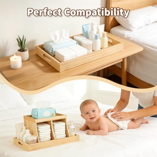 Three colors Diaper Organizer, Wooden Diaper Caddy Organizer, Changing Table - Image 6