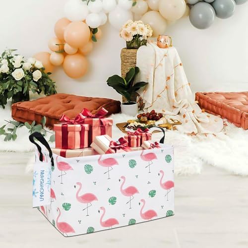 Rectangular Collapsible Leaf Flamingo Storage Basket Nursery Organizer - Image 6