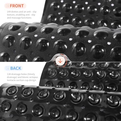 Anti-Slip Bathtub Shower Mat 28×15 Inch Opaque Black - Image 2