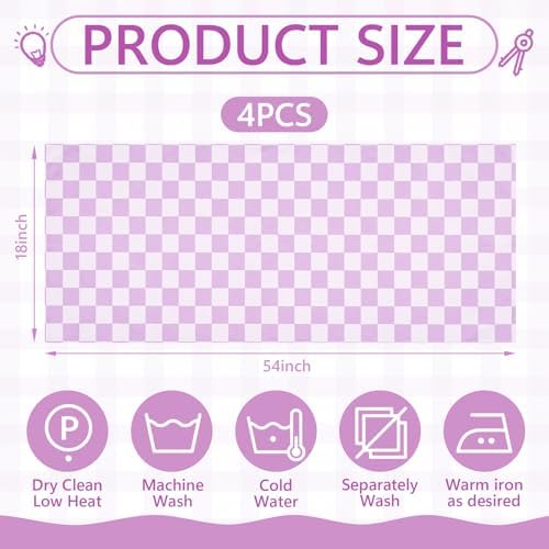 4 Pcs Purple Checkerboard Window Valance Curtains - Image 3
