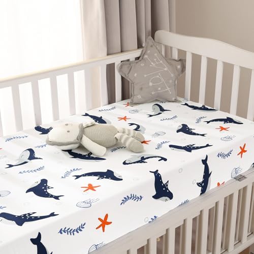 PHF 3 Pack Soft Shark Crib Sheets Fitted, Comfy Breathable Baby Sheets - Image 3