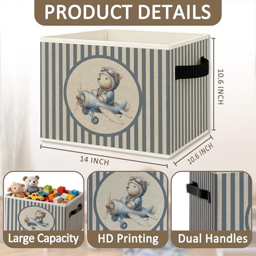 Bear Airplane Nursery Foldable Storage Bins Box - Image 6