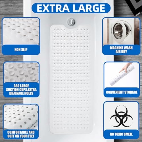 MOONFLY Shower and Bathtub Mat, 40x16 Inches, Extra Long Non Slip Mats - Image 3