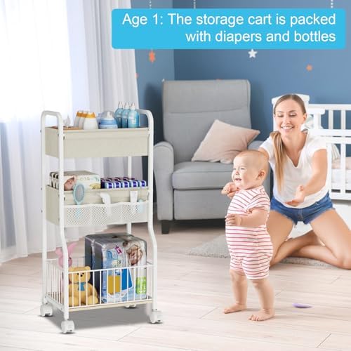 3-tier Baby Diaper Caddy Organizer and Storage Cart - Image 3