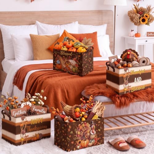 4 Pcs Fall Storage Basket for Gifts Empty Large Thanksgiving Turkey Storage Bins - Image 6