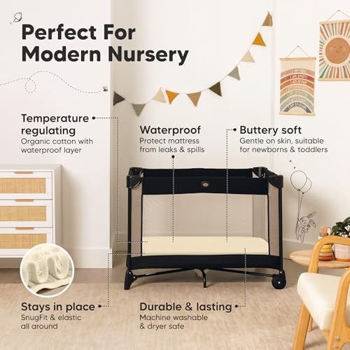 2 Pack and Play Sheets, Waterproof Mini Crib Sheet Fitted 38x26 - Image 5