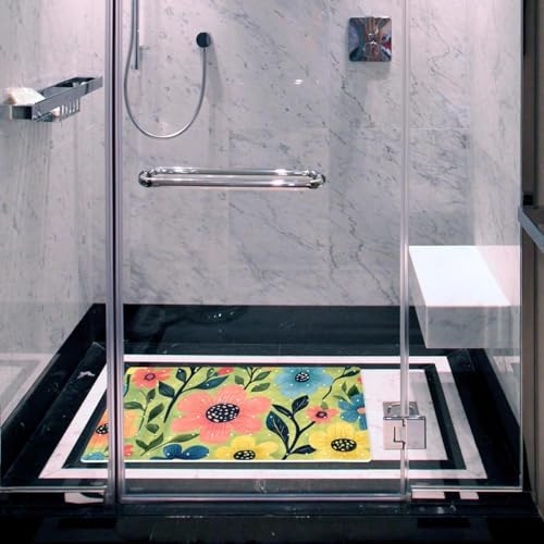 Bathtub Mat Non Slip 26.8x15.1In, Floral Pattern Bath Mat - Image 6