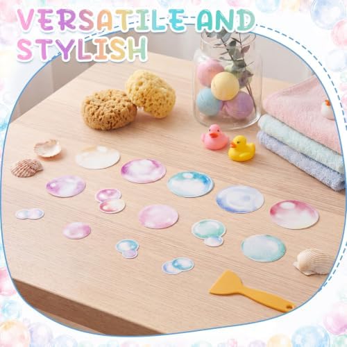 Fullhawl 30 Pcs Pastel Bubble Non Slip Shower Stickers, Bathtub Grip - Image 4
