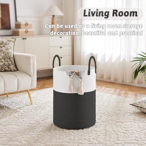 Artfeel Laundry Basket, Woven Cotton Rope Laundry Hamper, 40L - Image 5