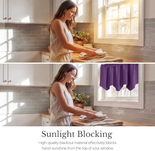 NICETOWN Royal Purple Kitchen Blackout Window Valance - Image 2