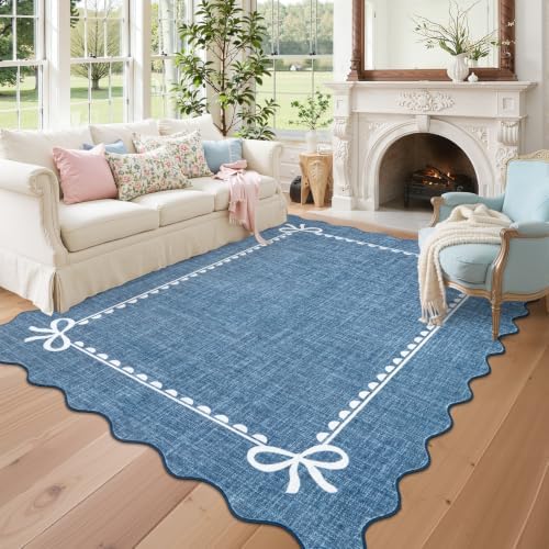 GarveeHome Scalloped Bow Rug 5x7 Washable Rugs by GarveeHome