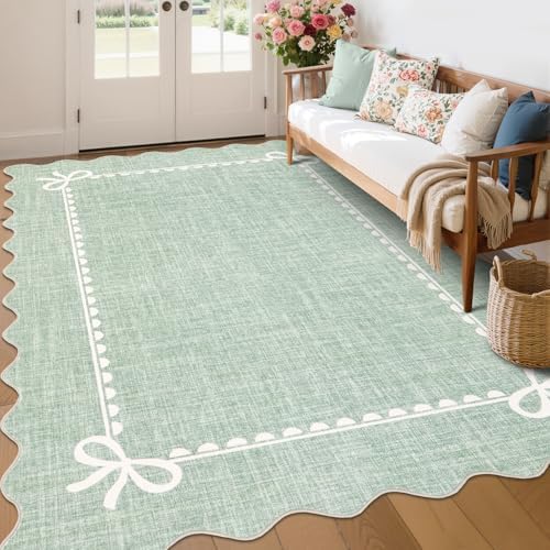 GarveeHome Scalloped Bow Rug 6x9 Washable Rugs by GarveeHome