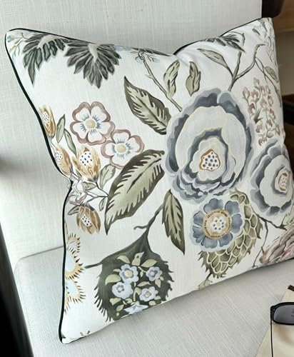 Blue Rose Floral Print 20x20 Throw Pillow Cover - Image 3