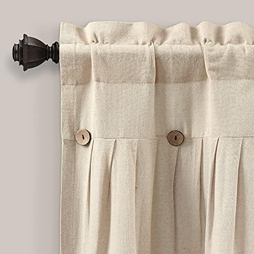 Lush Decor Linen Button Farmhouse Valance Curtians Dark Linen, Valances - Image 4