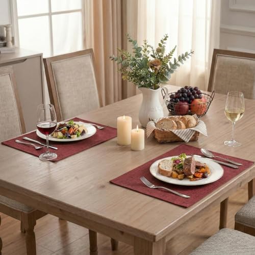 Artoid Mode Dark Red Placemats Set of 4, 12x18 Inch Christmas Valentine's Day - Image 5