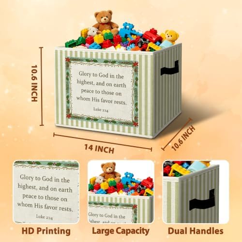 Vintage Christmas Scripture Storage Bins Box - Image 3