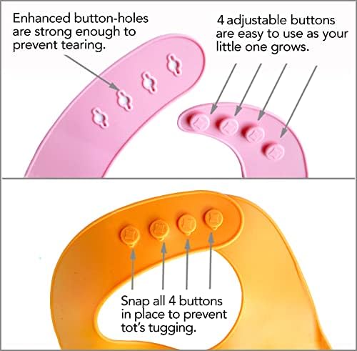 2-Pack Waterproof Silicone Baby Bib Lightweight Comfortable Easy-Wipe Clean - Image 3