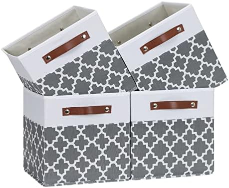 Temary 11x11x11 Cube Storage Bins Cube Organizer Bins 4 Pack Canvas Storage Bin by TEMARY