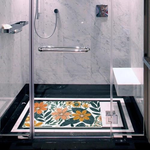Shower Mat Non Slip, Colorful Flowers Leaves Anti Slip Bath Mat - Image 6