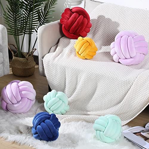 Namalu 10.6 Inches 2 Pcs Knot Pillow Decorative Throw Pillow, Wine Red - Image 3