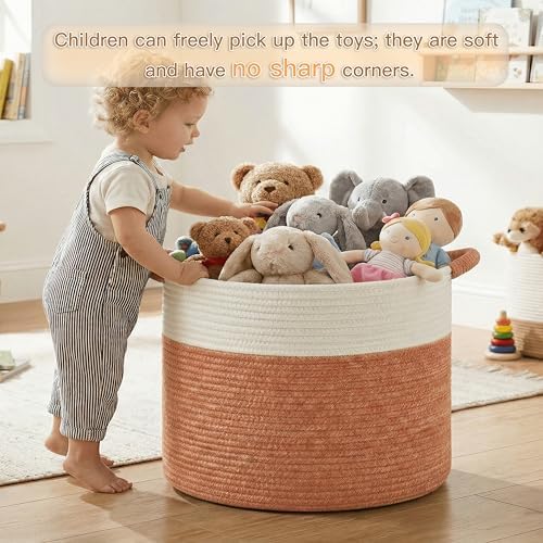 Artfeel 40L Large Cotton Rope Basket, Decorative Woven Blanket Storage - Image 3