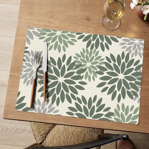 Artoid Mode Floral Vinyl Placemats Set of 4, 12x18 Inch Thanksgiving Washable - Image 2