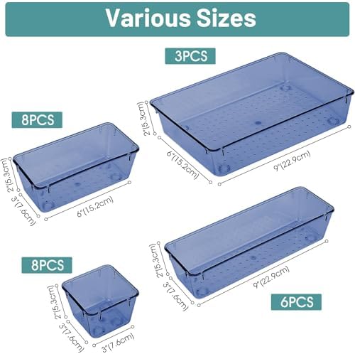 25 PCS Plastic Drawer Organizer Set, Makeup Organizers and Storage Bins - Image 2