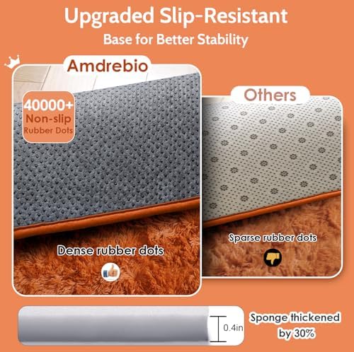 Amdrebio Burnt Orange Fall Shag Plush Area Rug 4x6 - Image 6