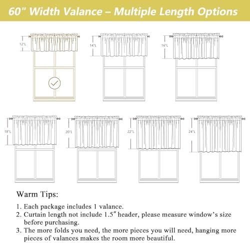 Blush Pink Valances for Windows, Light Filtering Faux Linen Textured Small - Image 3