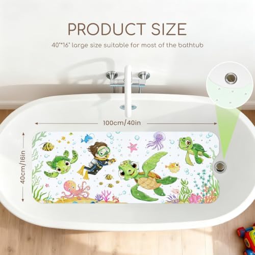 Baby Bathtub Mat Non Slip, Machine Washable, Sea Turtle - Image 2