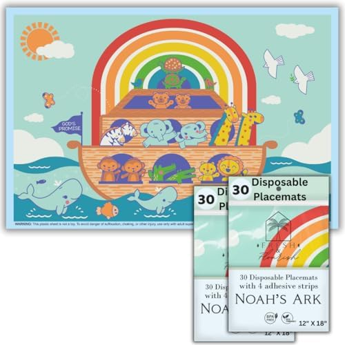 60 Kids Disposable Placemats for Baby | Noah’s Ark Disposable Placemats for by FreshFlourish