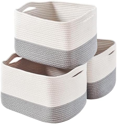 ICERZCZ Storage Baskets for Organizing Shelves, Woven Cotton Rope Bins for Baby by ICERZCZ