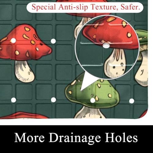 Shower Mat Non Slip, Mushrooms Pattern Anti Slip Bath Mat - Image 2