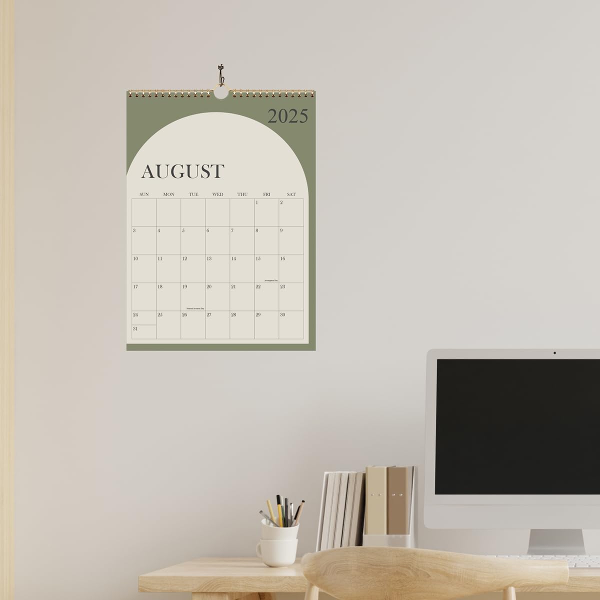 Calendar 2025-2026 - 17 Months Wall Calendar from August 2025 - December 2026, 2025-2026 Wall Hanging Calendar Planner with Thick Paper, 12" x 14.5", Cyan