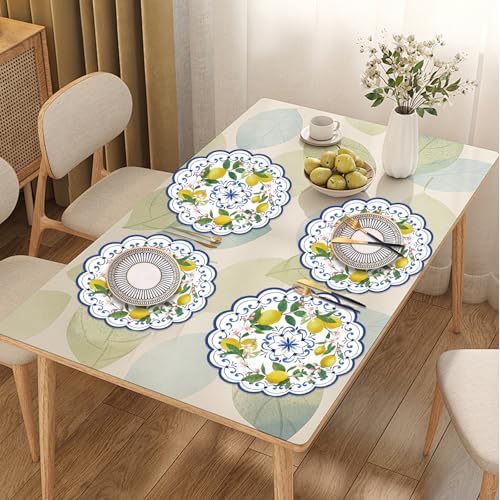 50PCS Lemon Paper Placemats Disposable Blue Chinoiserie Floral Placemat - Image 6